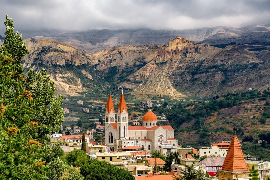 landscape, village, church, Libanon